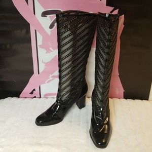 Vintage Mesh patent leather Boots